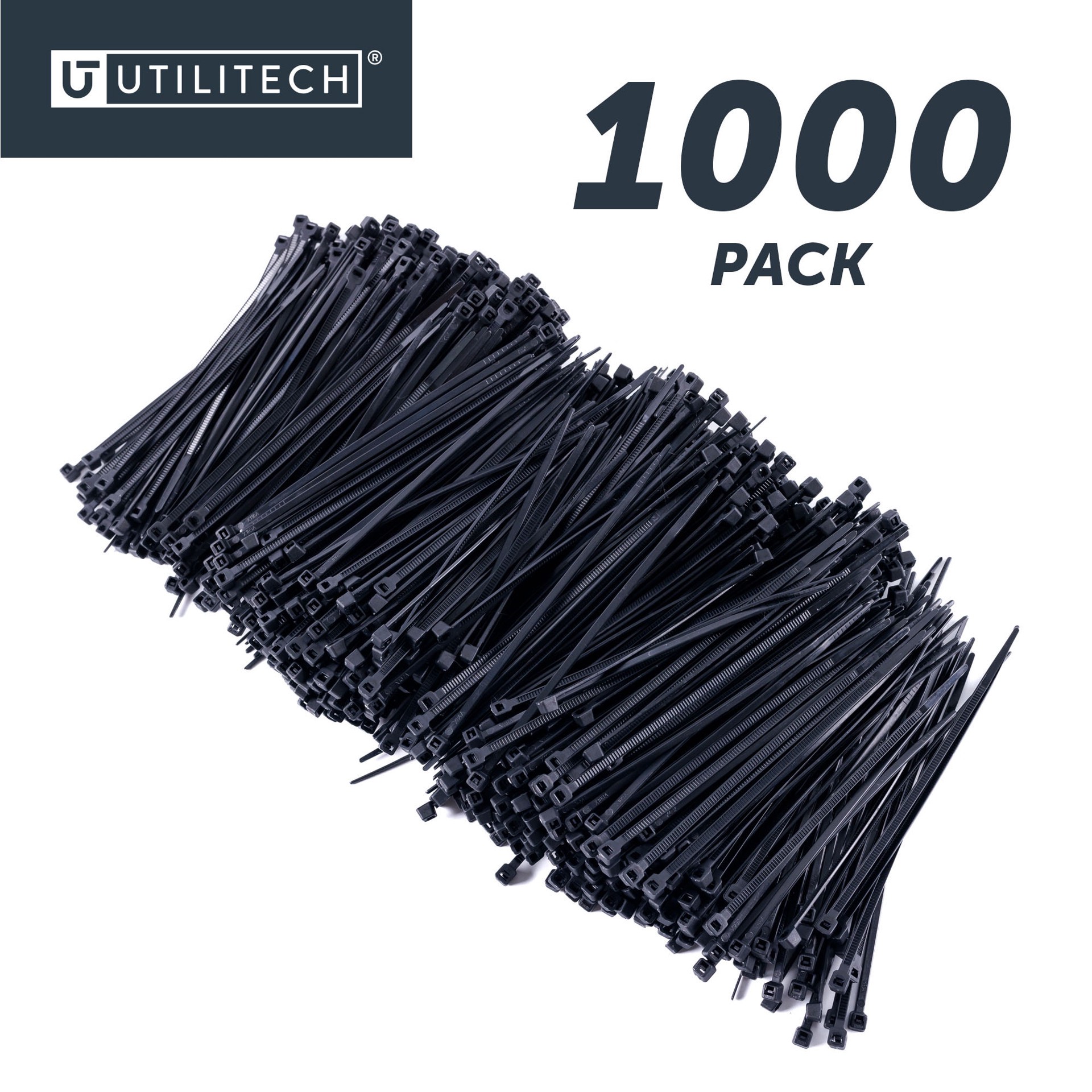 slide 6 of 6, Utilitech 4-in 18.0-lb Tensile Strength Nylon Zip ties Black with UV Protection 1000 -Pack, 1 ct