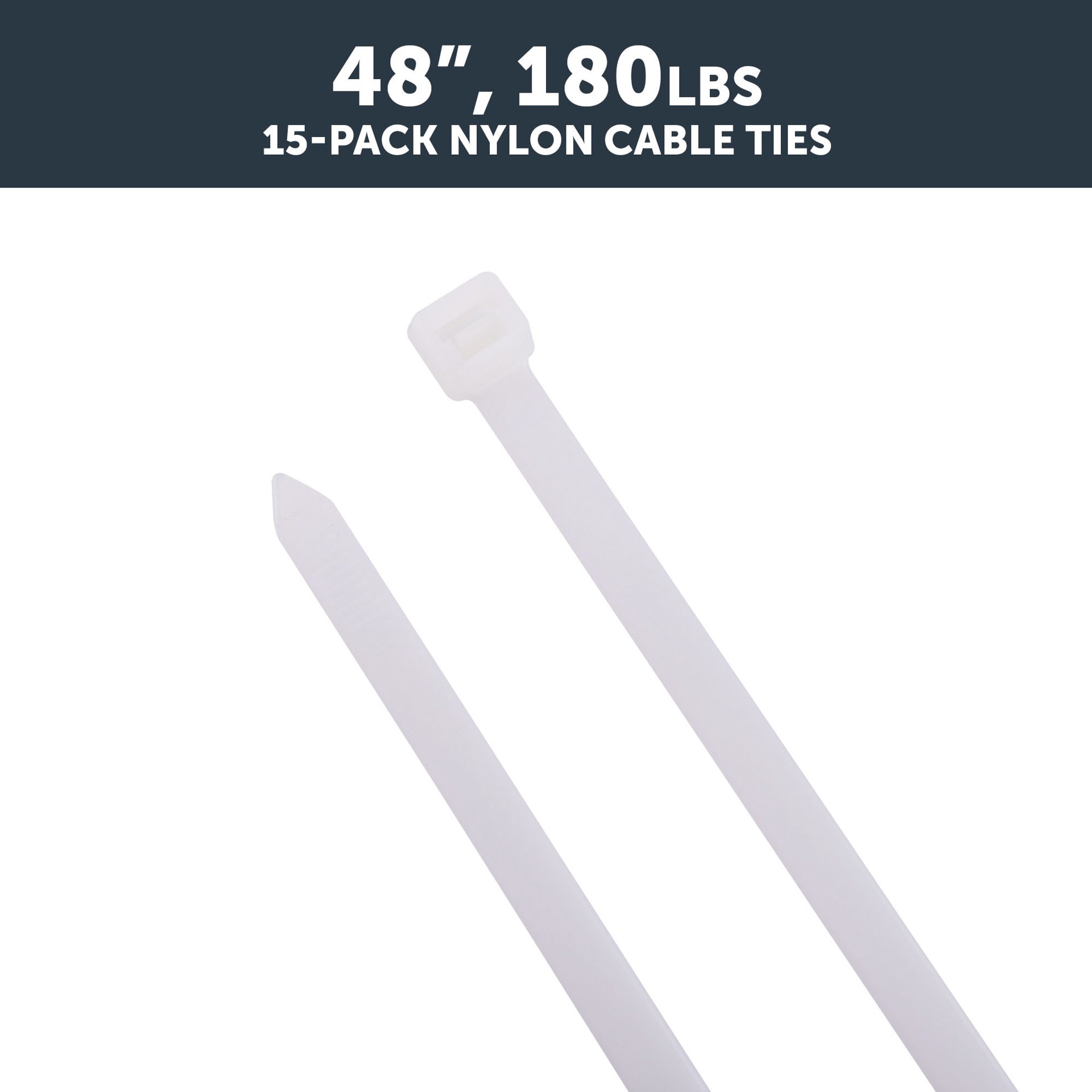 slide 5 of 6, Utilitech 48-in 180.0-lb Tensile Strength Nylon Zip ties Off-white 15 -Pack, 1 ct