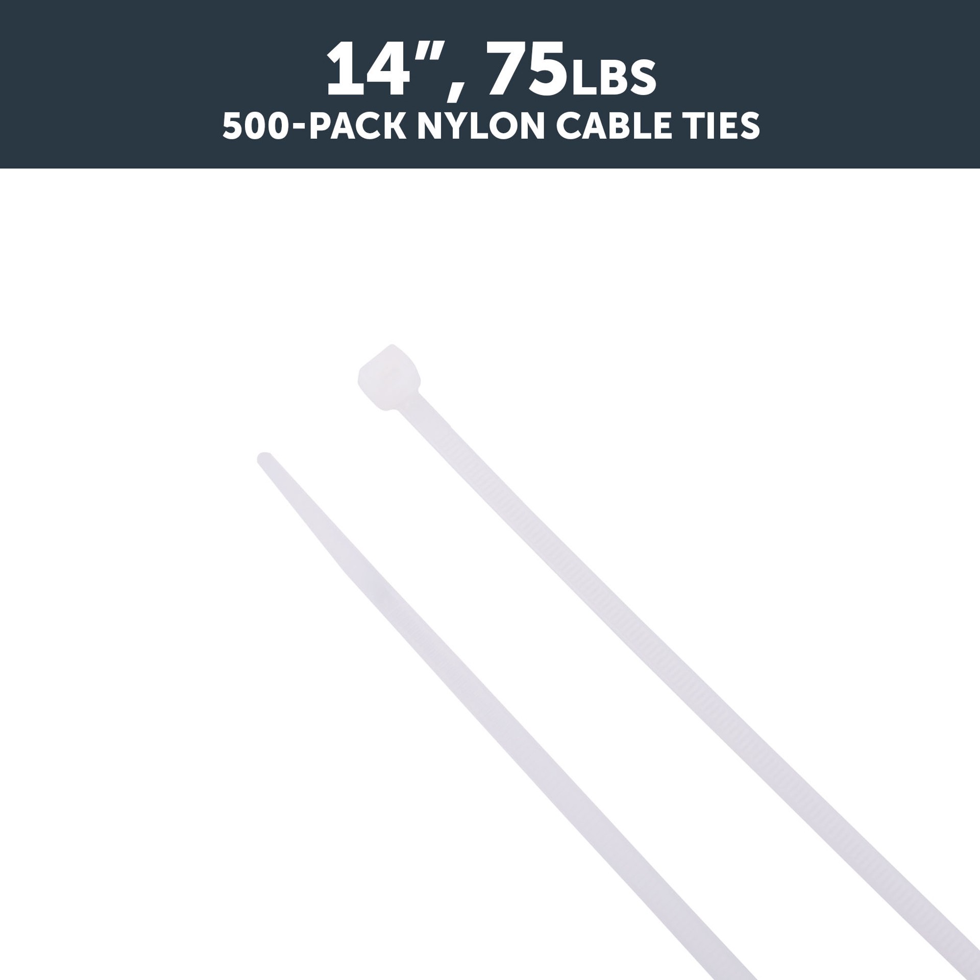 slide 5 of 6, Utilitech 14-in 75.0-lb Tensile Strength Nylon Zip ties Off-white 500 -Pack, 1 ct