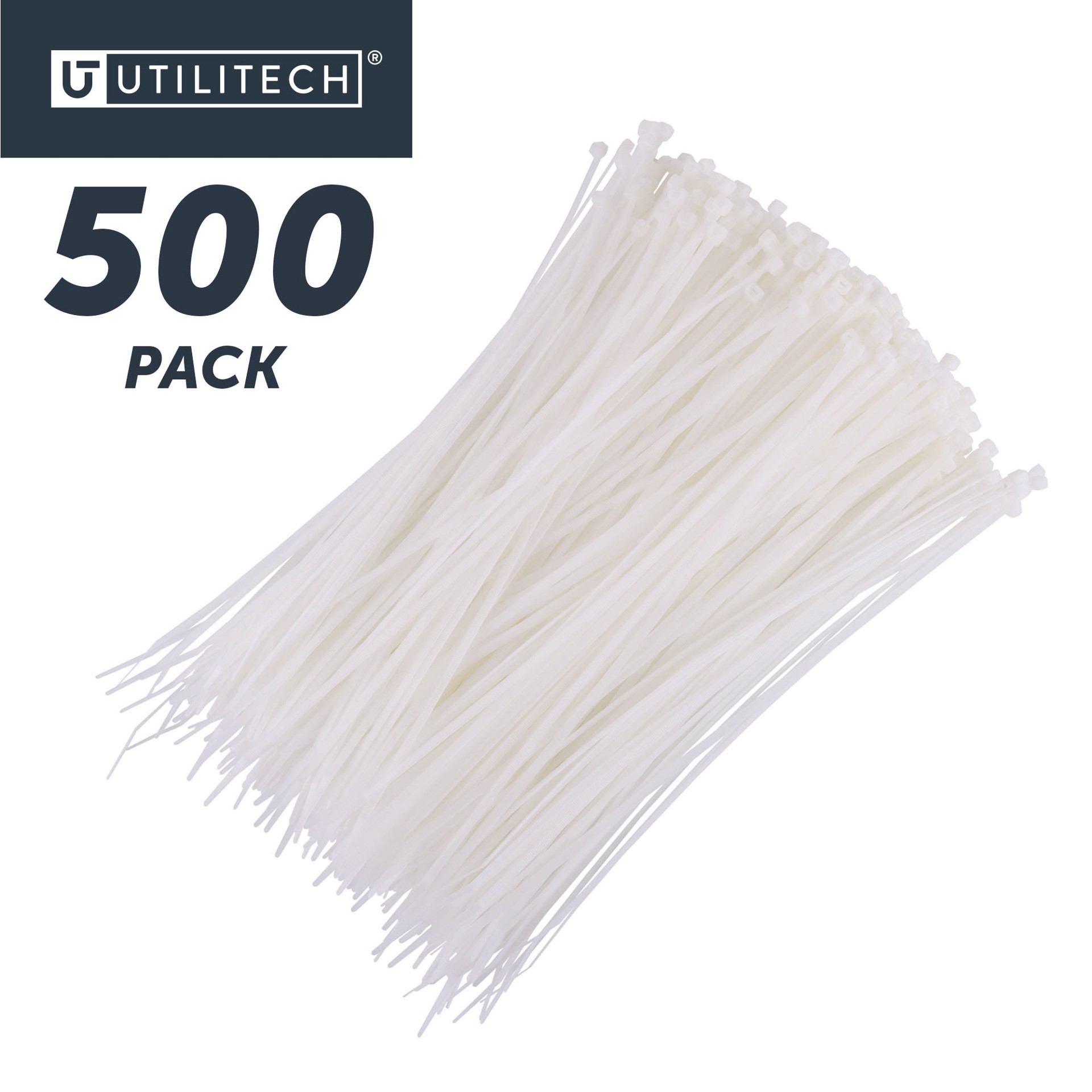 slide 6 of 6, Utilitech 14-in 75.0-lb Tensile Strength Nylon Zip ties Off-white 500 -Pack, 1 ct