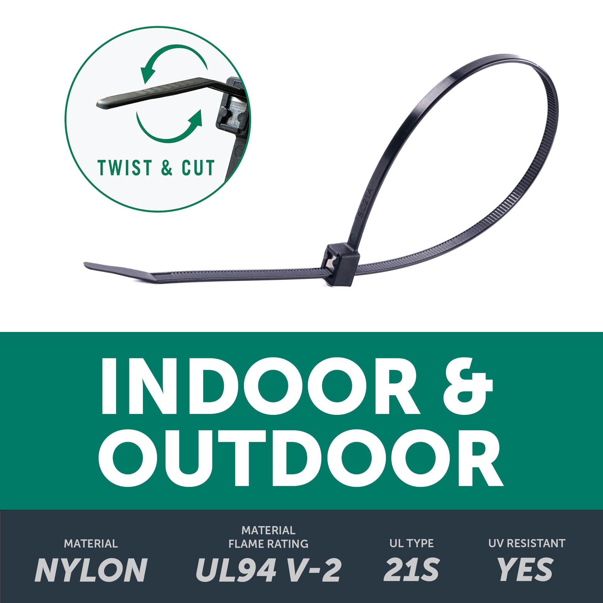 slide 3 of 6, Utilitech 11-in 50.0-lb Tensile Strength Nylon Twist cut cable ties Black with UV Protection 100 -Pack, 1 ct