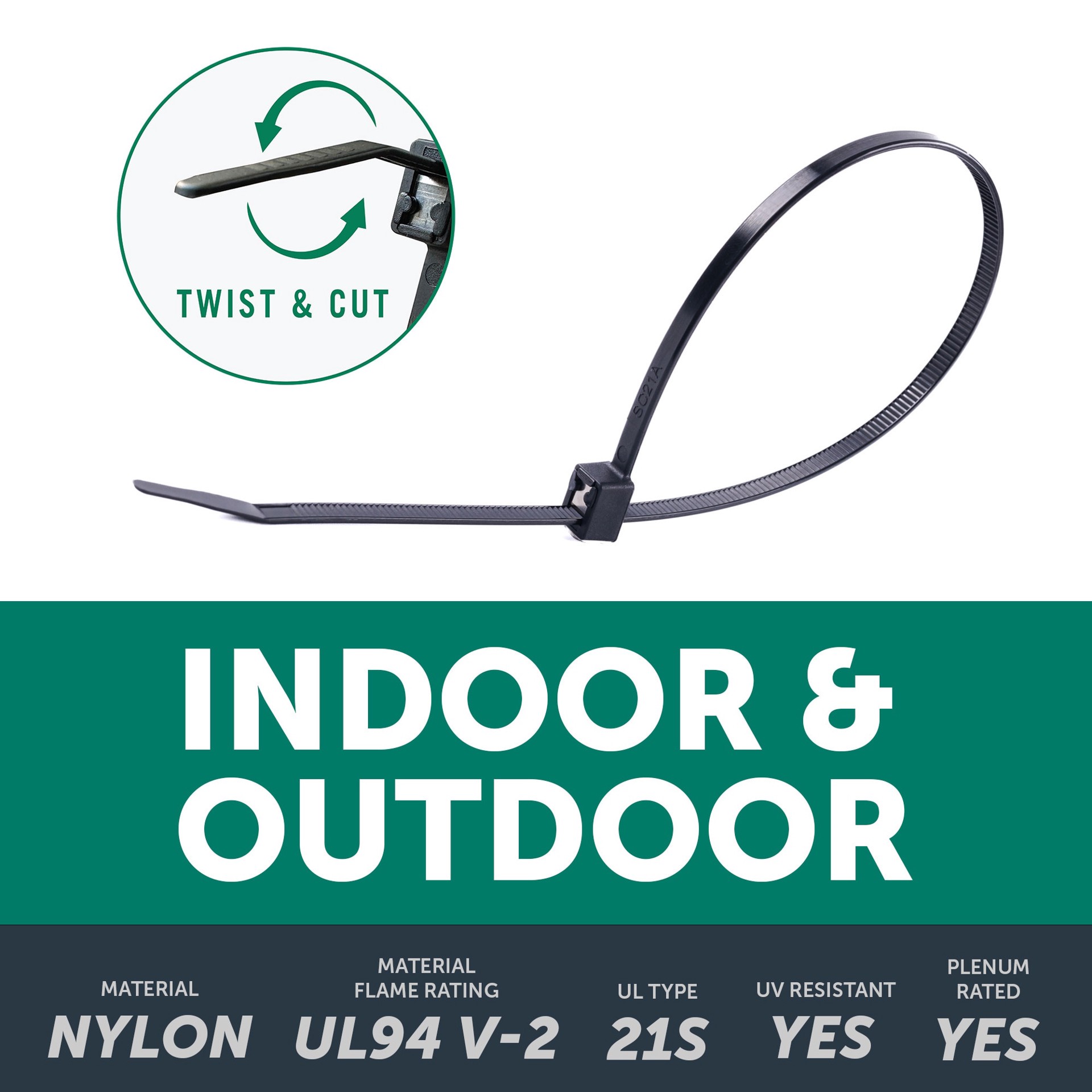 slide 3 of 6, Utilitech 11-in 50-lb Tensile Strength Nylon Twist cut cable ties Black with UV Protection 100 -Pack, 1 ct