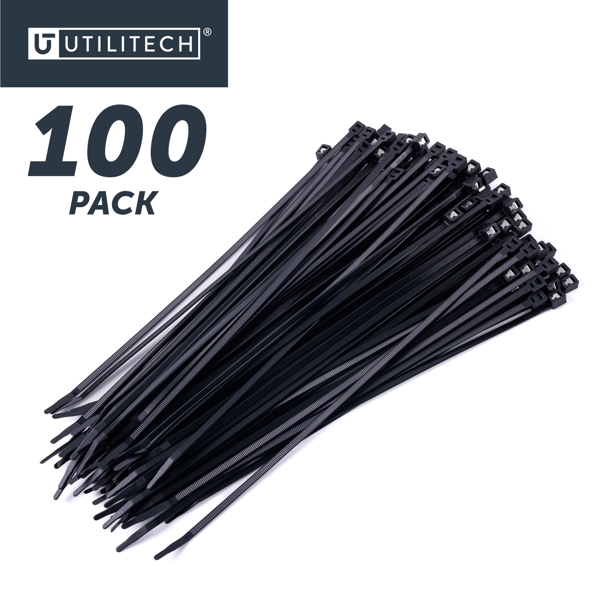 slide 6 of 6, Utilitech 11-in 50.0-lb Tensile Strength Nylon Twist cut cable ties Black with UV Protection 100 -Pack, 1 ct