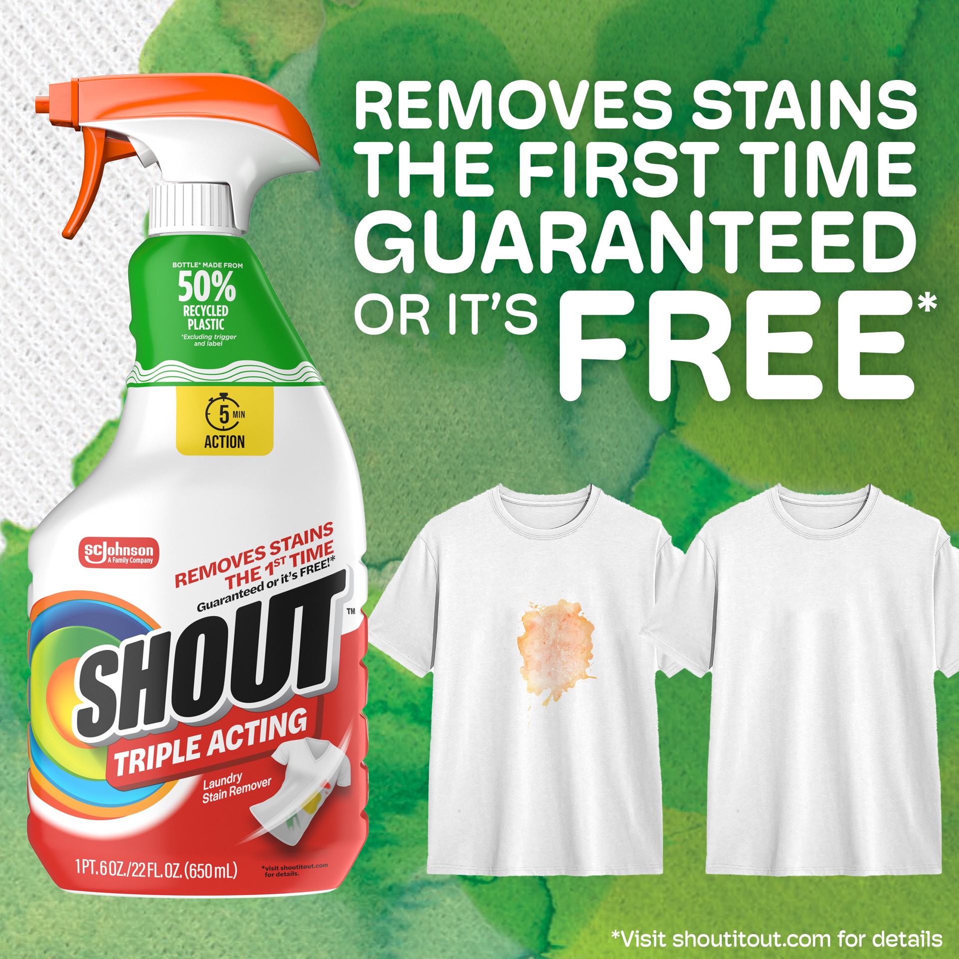 slide 3 of 6, Shout Triple-Acting 22 Fluid ounce(s) Laundry Stain Remover, 1 ct