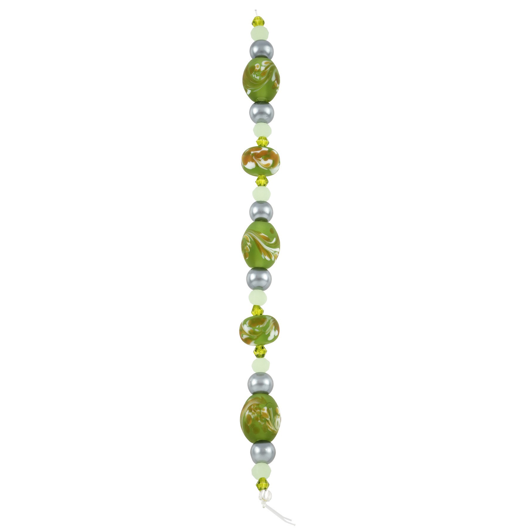 slide 2 of 3, Green Lampwork Glass Swirl Rondelle & Oval Beads By Bead Landing, 12mm-14mm