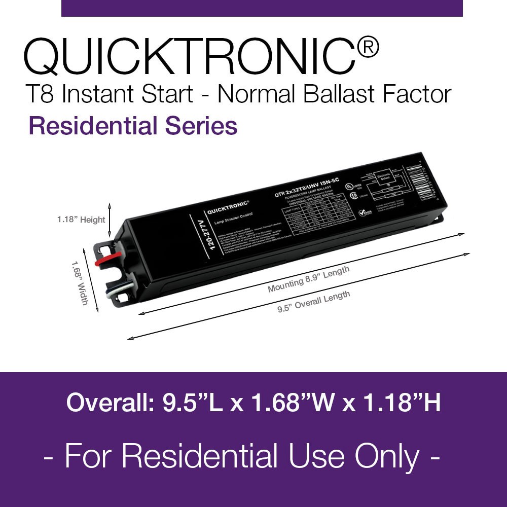slide 4 of 5, QUICKTRONIC T8 2 -Bulb Residential Fluorescent light ballast, 1 ct