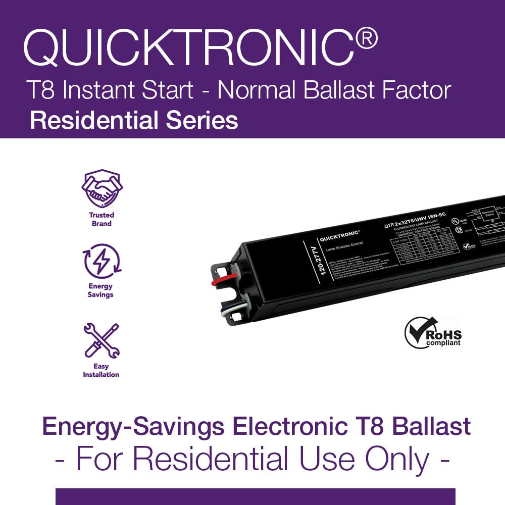 slide 3 of 5, QUICKTRONIC T8 4 -Bulb Residential Fluorescent light ballast, 1 ct