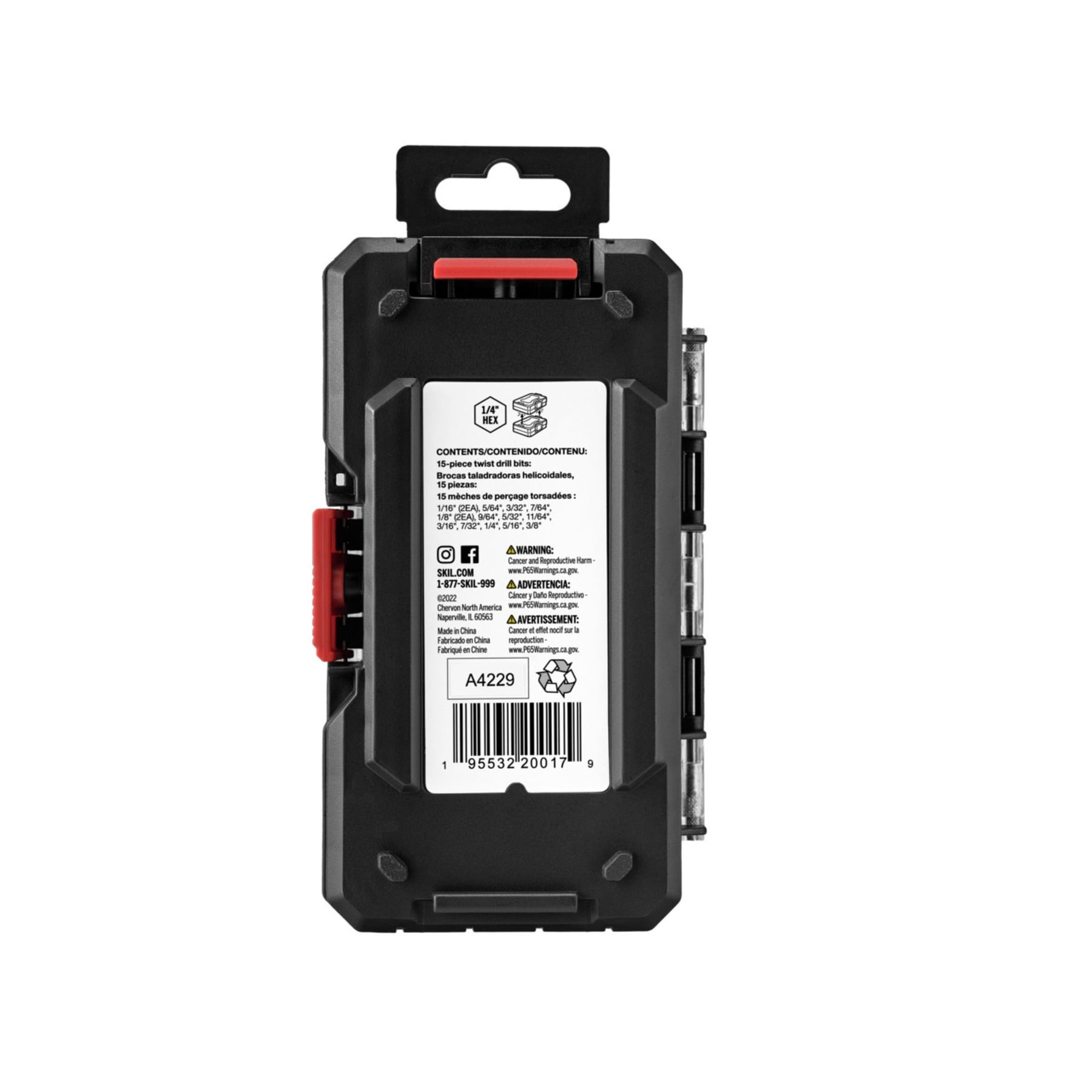 slide 3 of 3, SKIL 15 -Piece Assorted x Black and gold coated HSS Screw machine length Twist Drill Bit Set, 1 ct