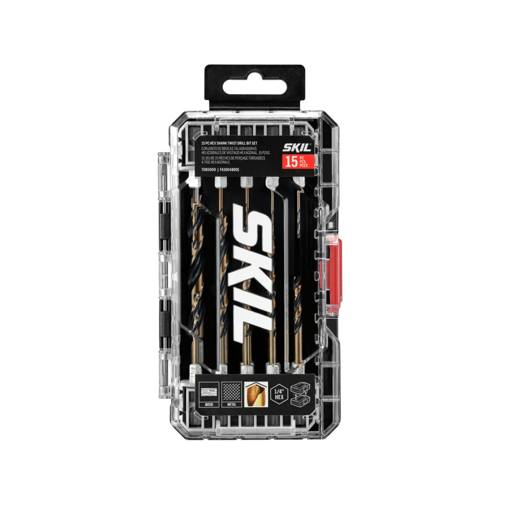 slide 1 of 3, SKIL 15 -Piece Assorted x Black and gold coated HSS Screw machine length Twist Drill Bit Set, 1 ct