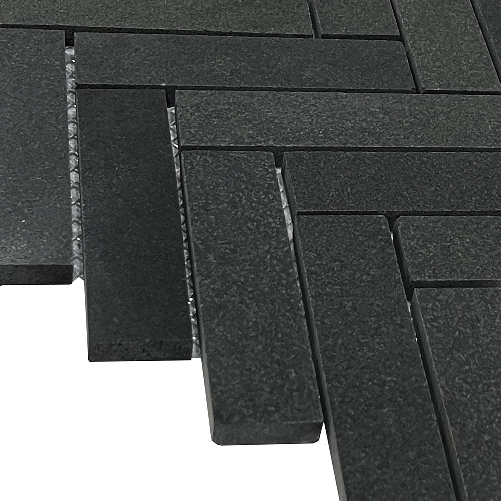 slide 2 of 6, GBI Tile & Stone Inc. Basalt Charcoal 12-in x 12-in Honed Natural Basalt Herringbone Mosaic Floor and Wall Tile ( 0.8-sq ft Piece ), 1 ct