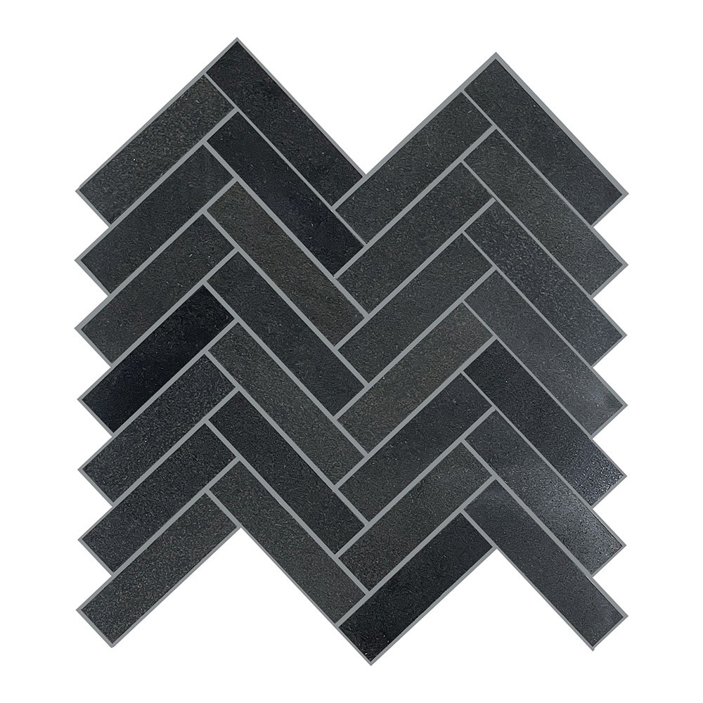 slide 3 of 6, GBI Tile & Stone Inc. Basalt Charcoal 12-in x 12-in Honed Natural Basalt Herringbone Mosaic Floor and Wall Tile ( 0.8-sq ft Piece ), 1 ct