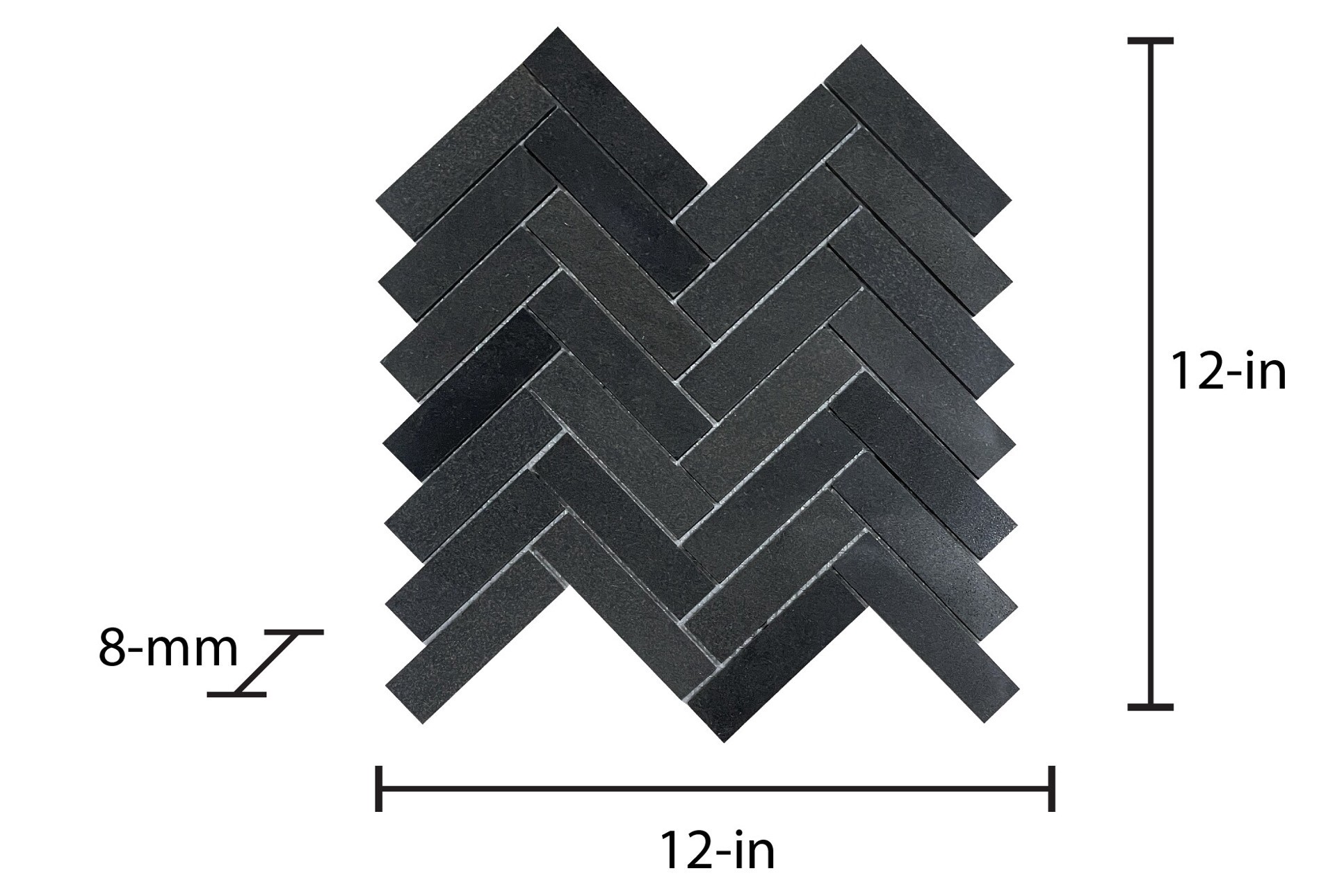 slide 6 of 6, GBI Tile & Stone Inc. Basalt Charcoal 12-in x 12-in Honed Natural Basalt Herringbone Mosaic Floor and Wall Tile ( 0.8-sq ft Piece ), 1 ct
