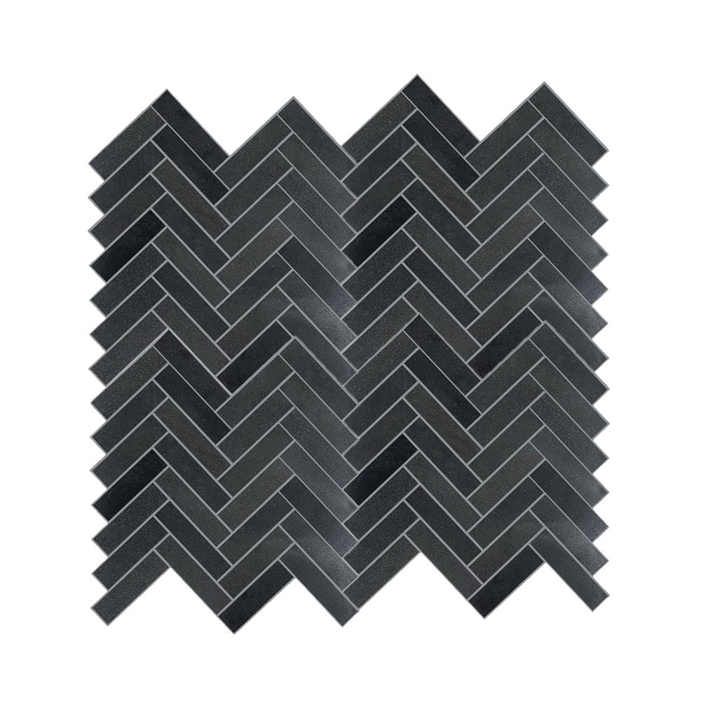 slide 1 of 6, GBI Tile & Stone Inc. Basalt Charcoal 12-in x 12-in Honed Natural Basalt Herringbone Mosaic Floor and Wall Tile ( 0.8-sq ft Piece ), 1 ct