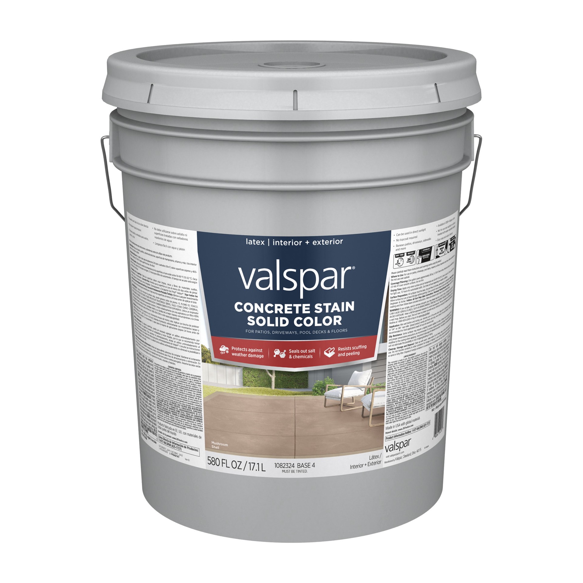 slide 1 of 6, Valspar Base 4 Water-based Flat Concentrate Concrete stain and sealer ( 5-gallon ), 1 ct