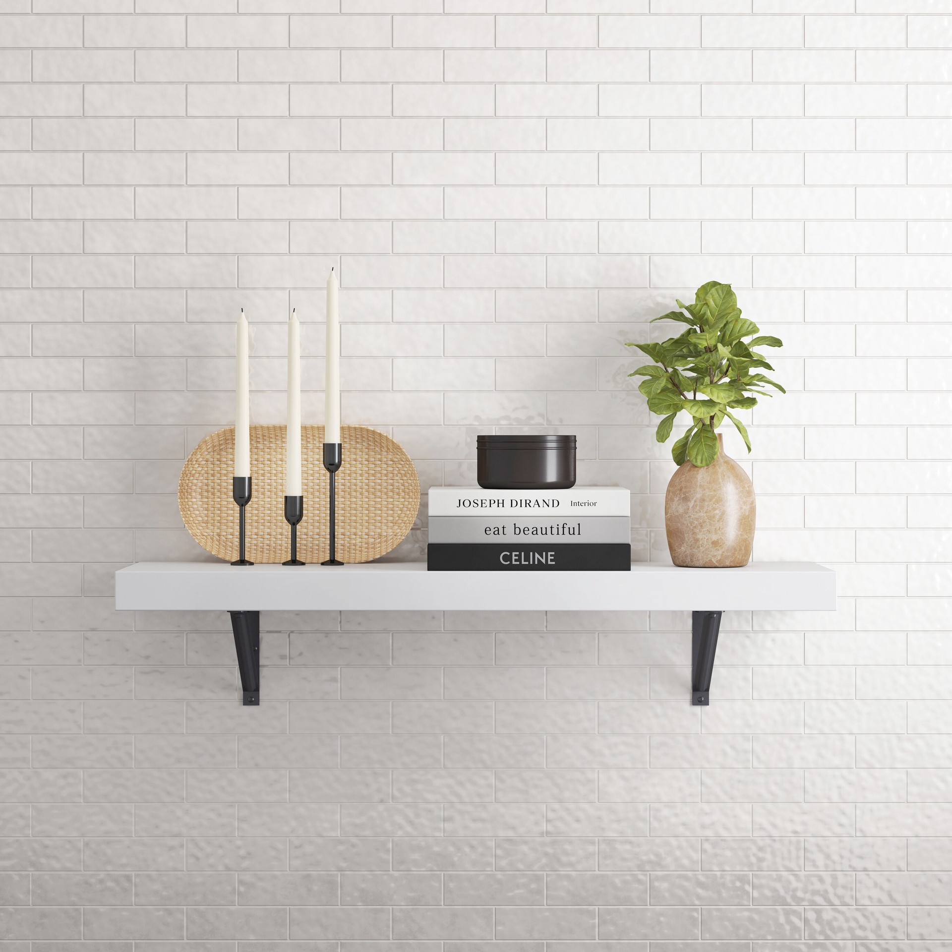 slide 1 of 6, allen + roth 9.5-in D x 36-in L White MDF Rectangular Bracket shelf, 1 ct