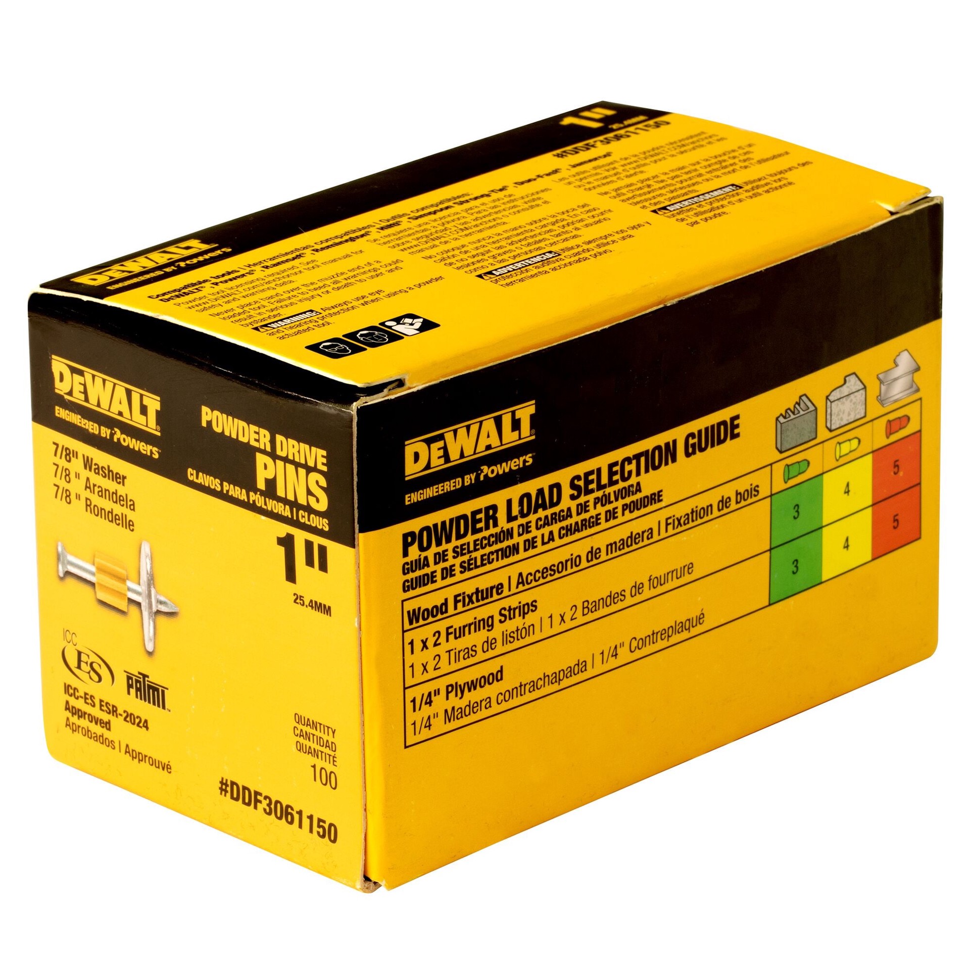 slide 5 of 6, DEWALT 100 -Pack 1-in Washered Drive pin, 1 ct