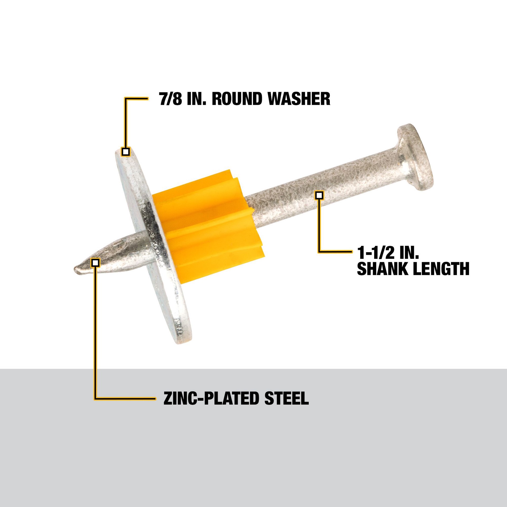 slide 2 of 6, DEWALT 100 -Pack 1-1/2-in Washered Drive pin, 1 ct