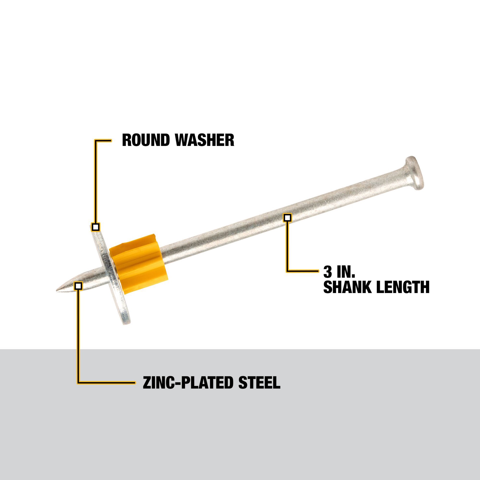 slide 2 of 6, DEWALT 100 -Pack 3-in Washered Drive pin, 1 ct