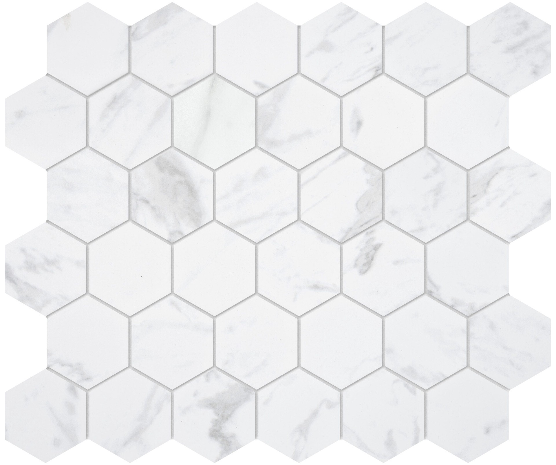 slide 6 of 6, Satori Regent Carrara 12-in x 12-in Matte Porcelain Hexagon Mosaic Floor and Wall Tile ( 0.93-sq ft Piece ), 1 ct