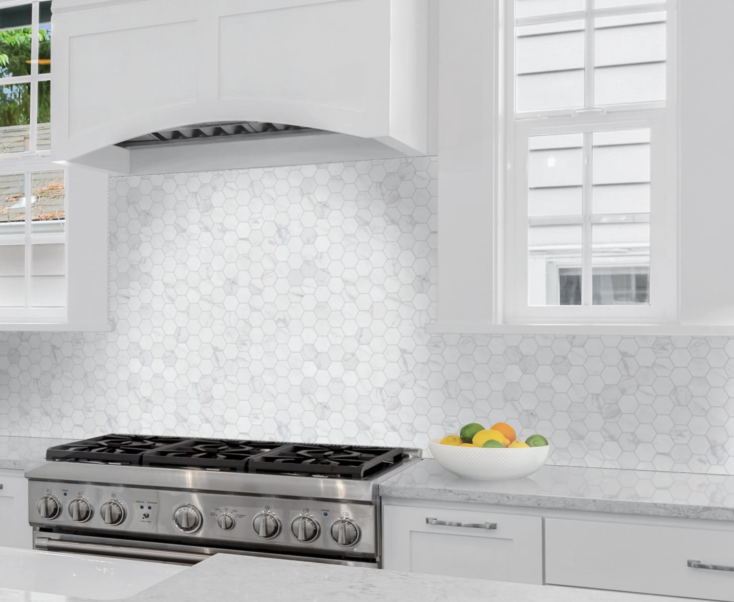 slide 2 of 6, Satori Regent Carrara 12-in x 12-in Matte Porcelain Hexagon Mosaic Floor and Wall Tile ( 0.93-sq ft Piece ), 1 ct