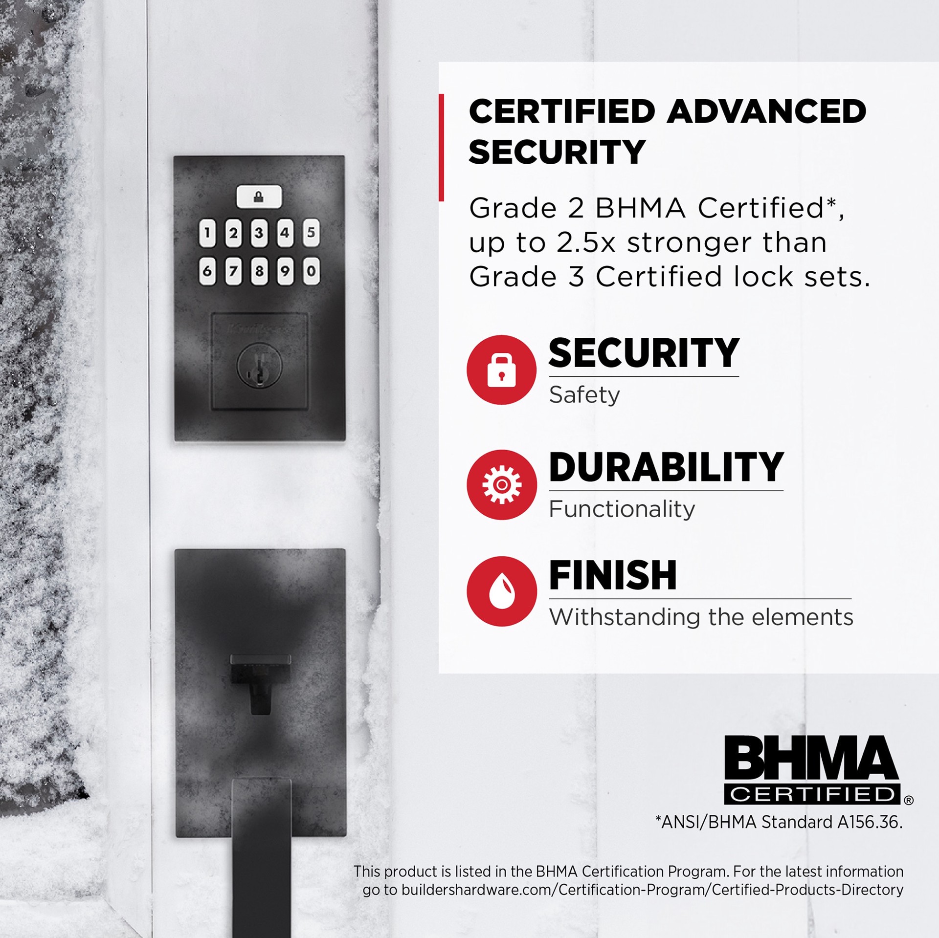 slide 5 of 6, Kwikset SmartCode 260 with Halifax Lever Combo Pack Matte Black Keypad Electronic Deadbolt Lock ft. SmartKey Security, 1 ct
