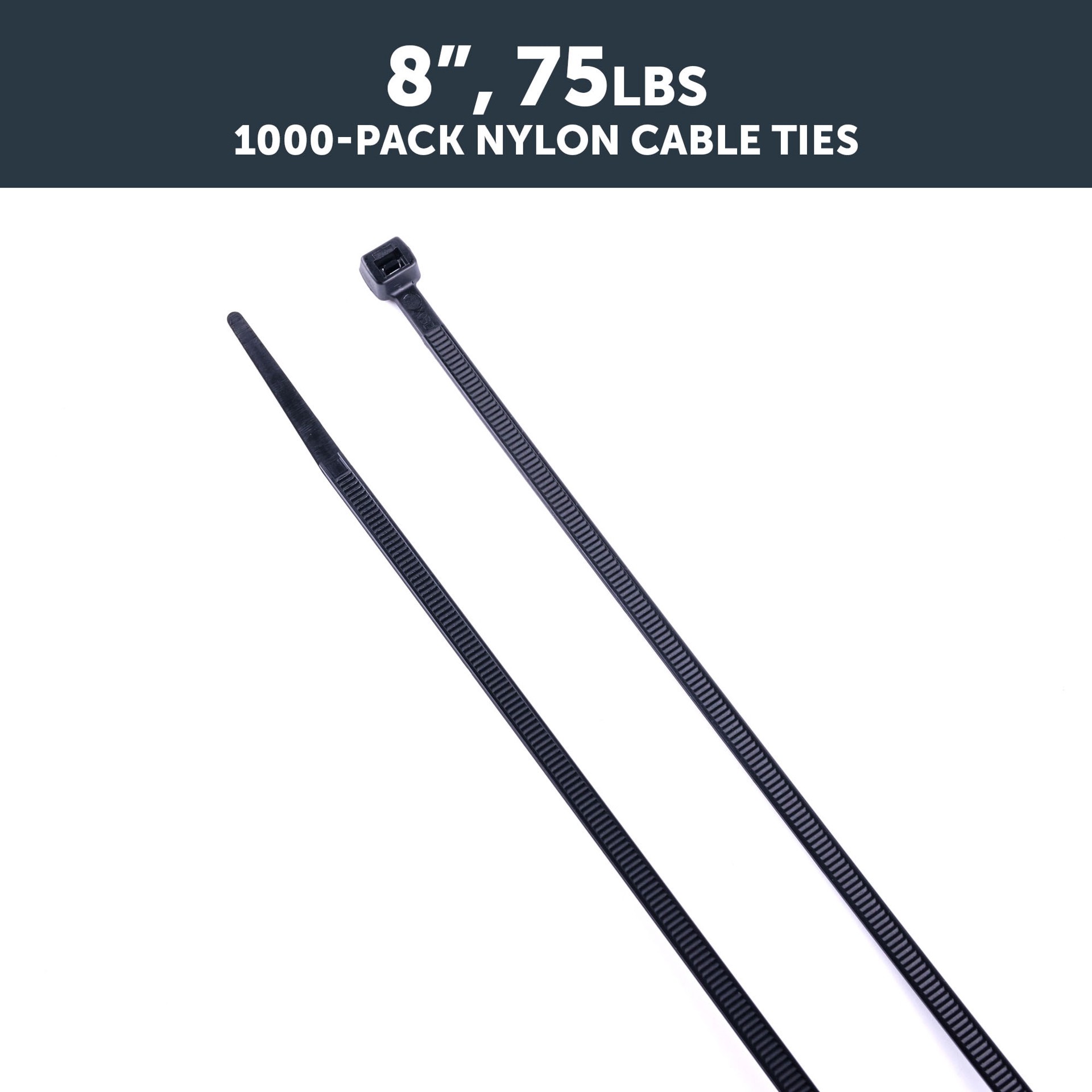 slide 5 of 6, Utilitech 8-in 75.0-lb Tensile Strength Nylon Zip ties Black with UV Protection 1000 -Pack, 1 ct