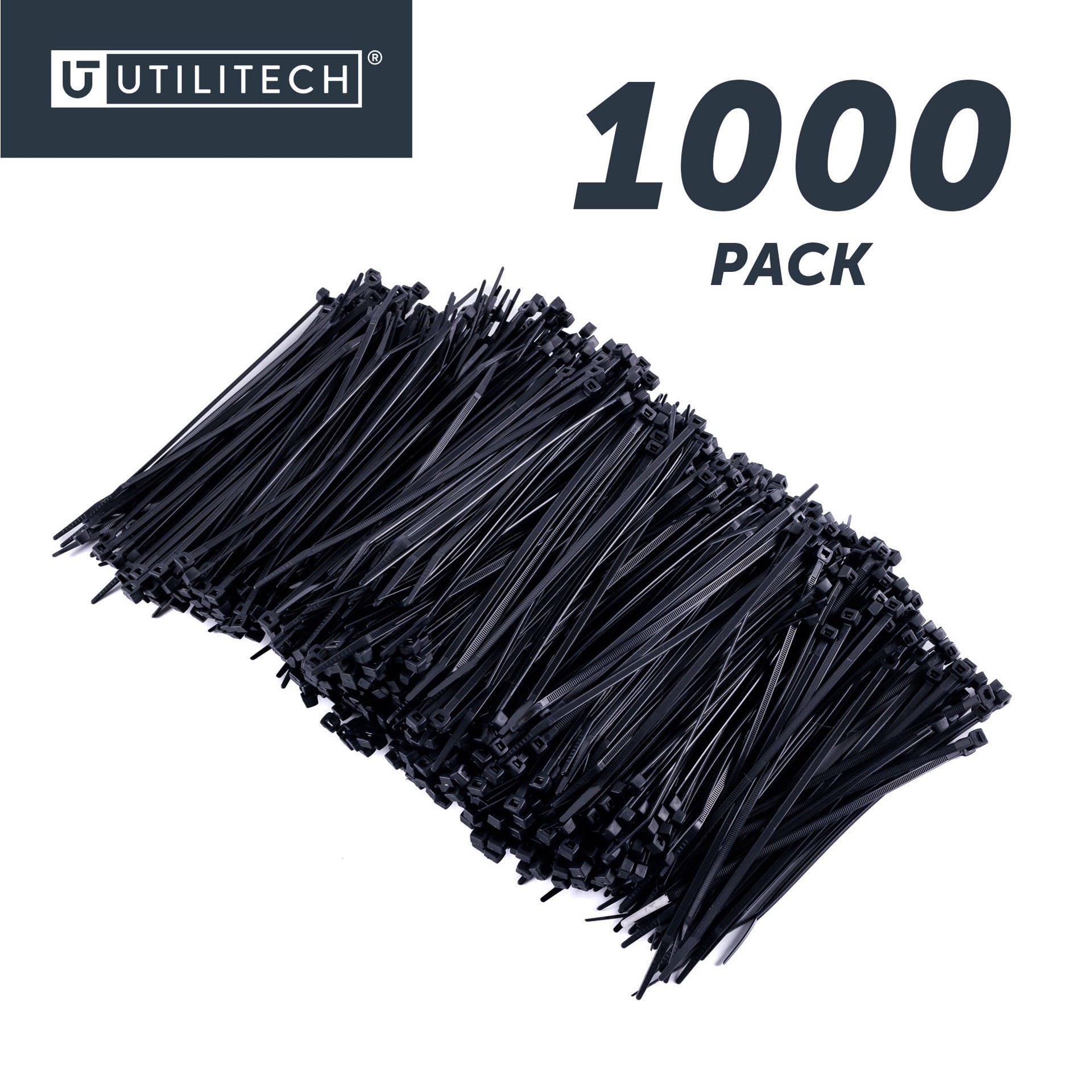 slide 6 of 6, Utilitech 8-in 75.0-lb Tensile Strength Nylon Zip ties Black with UV Protection 1000 -Pack, 1 ct