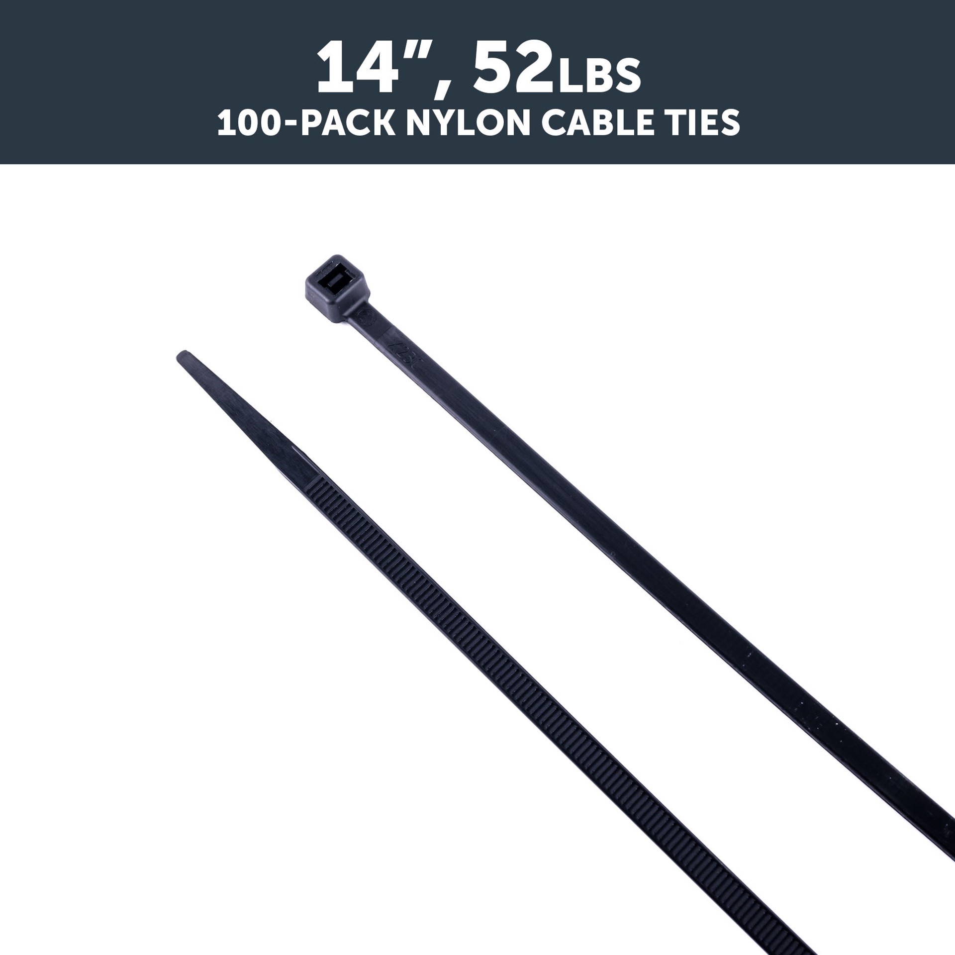 slide 5 of 6, Utilitech 14-in 52.0-lb Tensile Strength Nylon Zip ties Black with UV Protection 100 -Pack, 1 ct