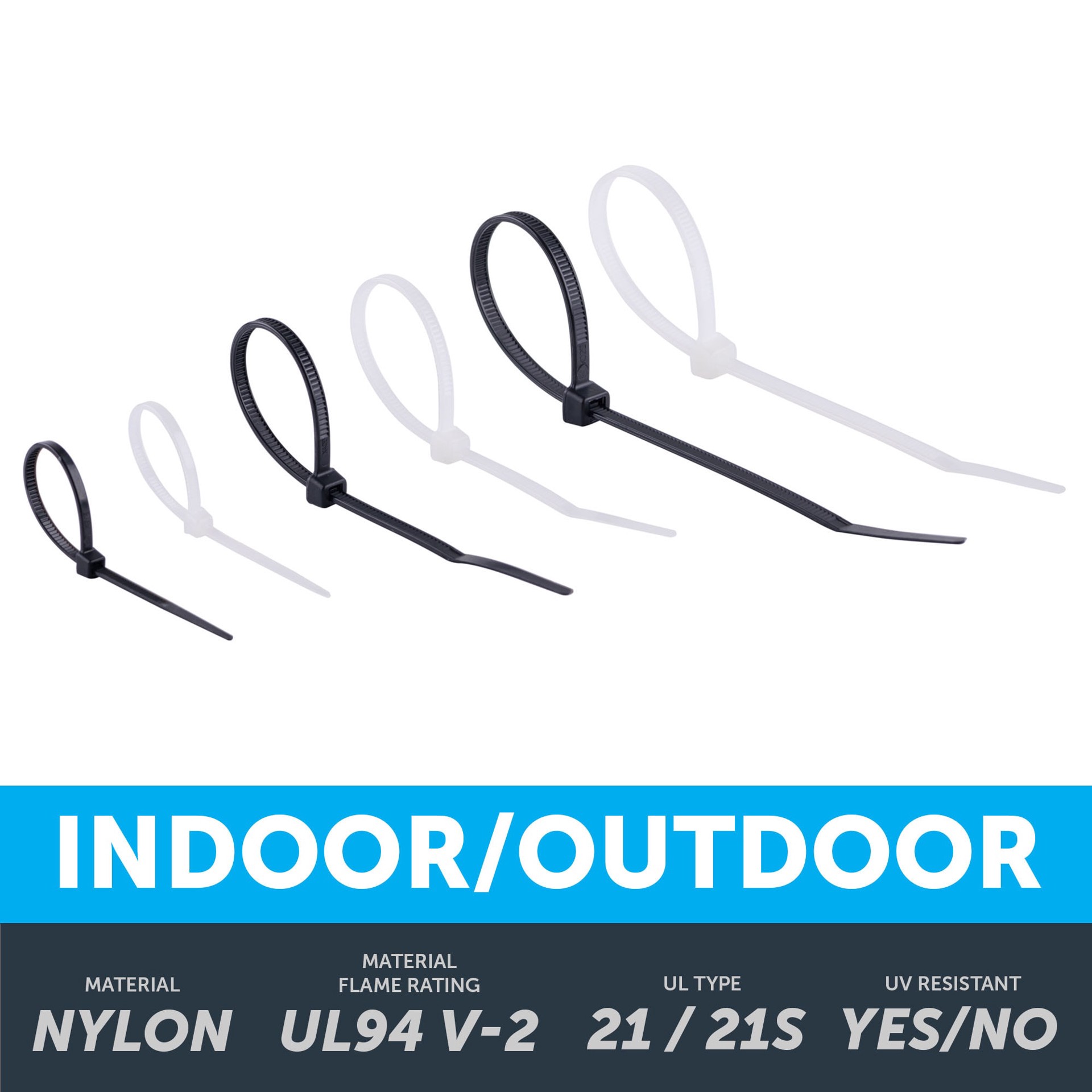 slide 3 of 6, Utilitech 75.0-lb Tensile Strength Multiple Sizes Nylon Zip ties Multiple colors/finishes with UV Protection 500 -Pack, 1 ct