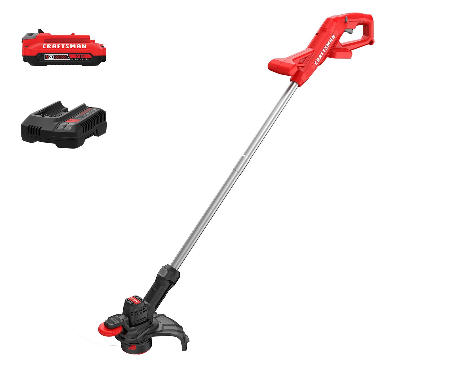 slide 1 of 6, CRAFTSMAN V20 20-volt max 10-in Straight Shaft Battery String Trimmer 2 Ah (Battery Included) (Charger Included), 1 ct