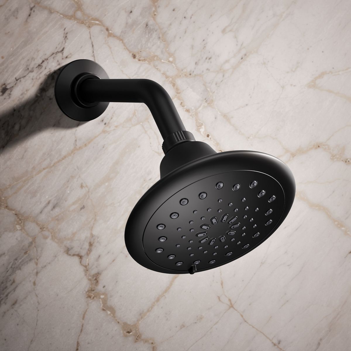 slide 2 of 6, KOHLER Avail 3 -Spray Matte Black 5.75-in Round Shower Head 1.75 GPM, 1 ct