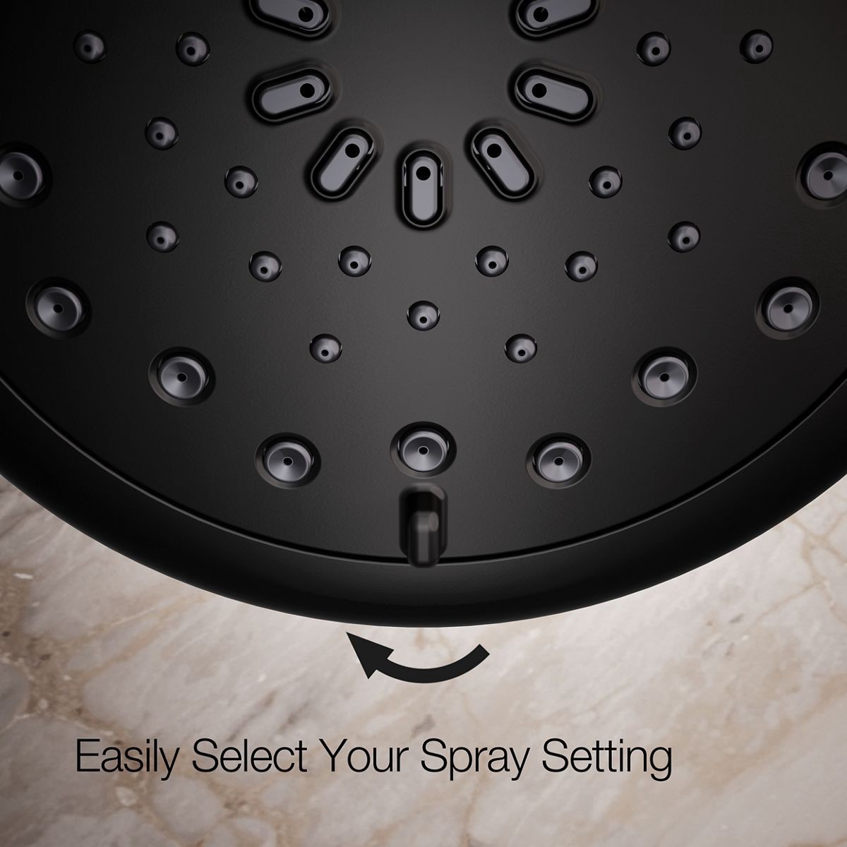 slide 6 of 6, KOHLER Avail 3 -Spray Matte Black 5.75-in Round Shower Head 1.75 GPM, 1 ct