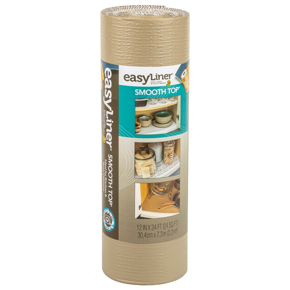 slide 3 of 6, Duck Smooth Top EasyLiner 12-in x 24-ft Taupe Shelf liner, 1 ct
