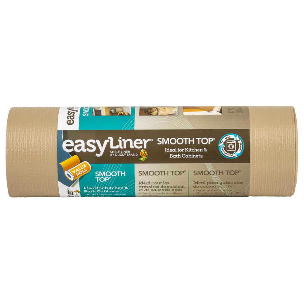 slide 1 of 6, Duck Smooth Top EasyLiner 12-in x 24-ft Taupe Shelf liner, 1 ct