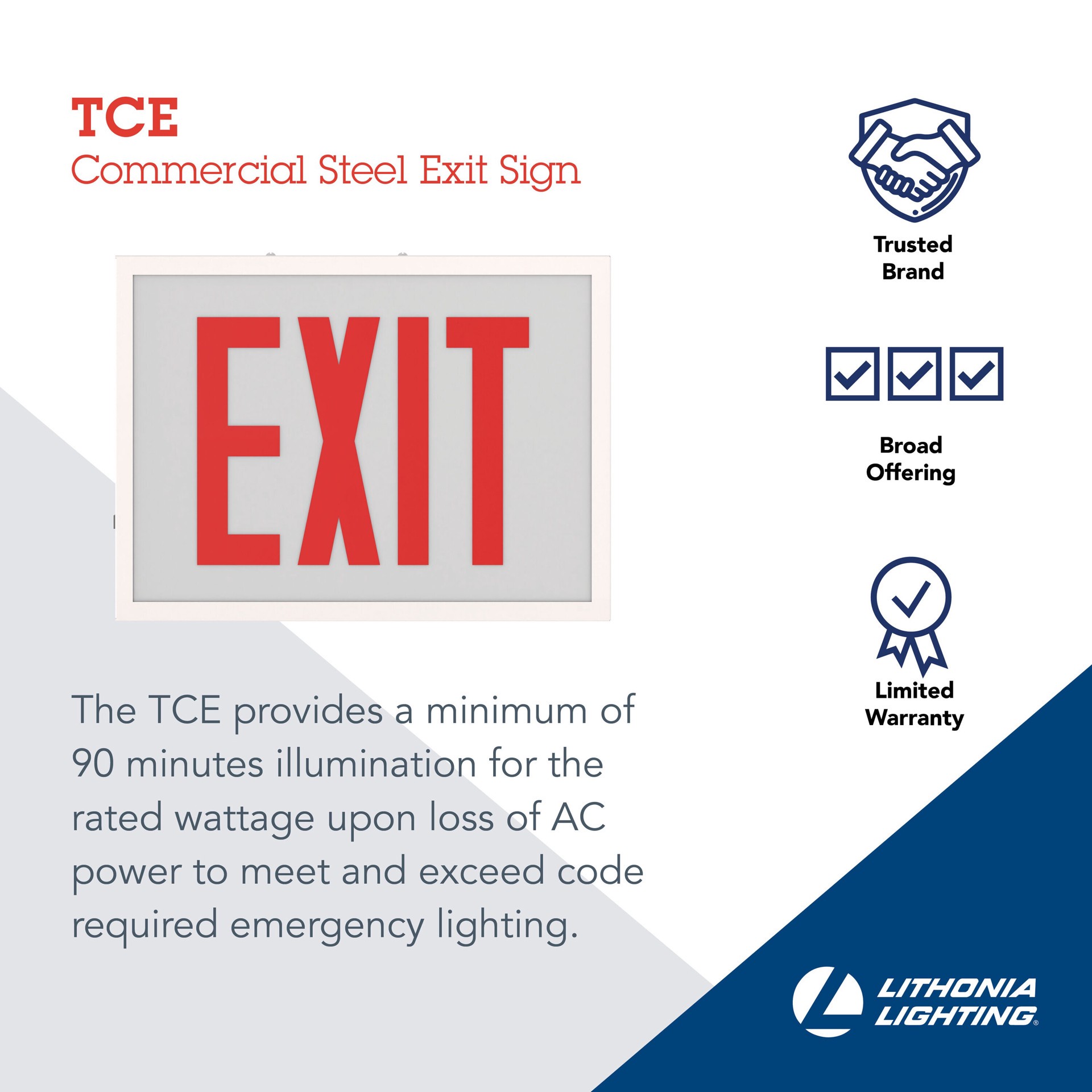 slide 2 of 6, Lithonia Lighting 120-347 -Volt LED White Hardwired Exit light with Red Lights, 1 ct