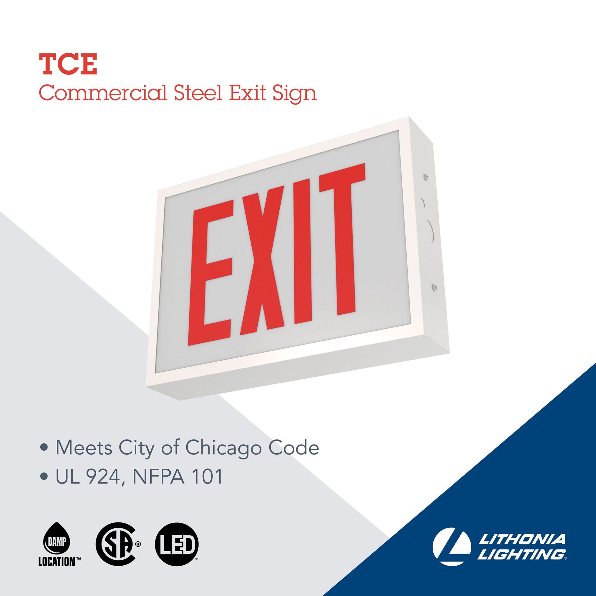 slide 3 of 6, Lithonia Lighting 120-347 -Volt LED White Hardwired Exit light with Red Lights, 1 ct