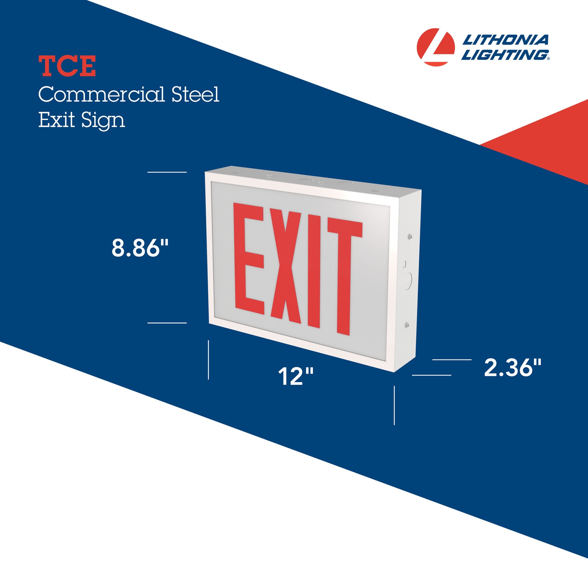 slide 4 of 6, Lithonia Lighting 120-347 -Volt LED White Hardwired Exit light with Red Lights, 1 ct