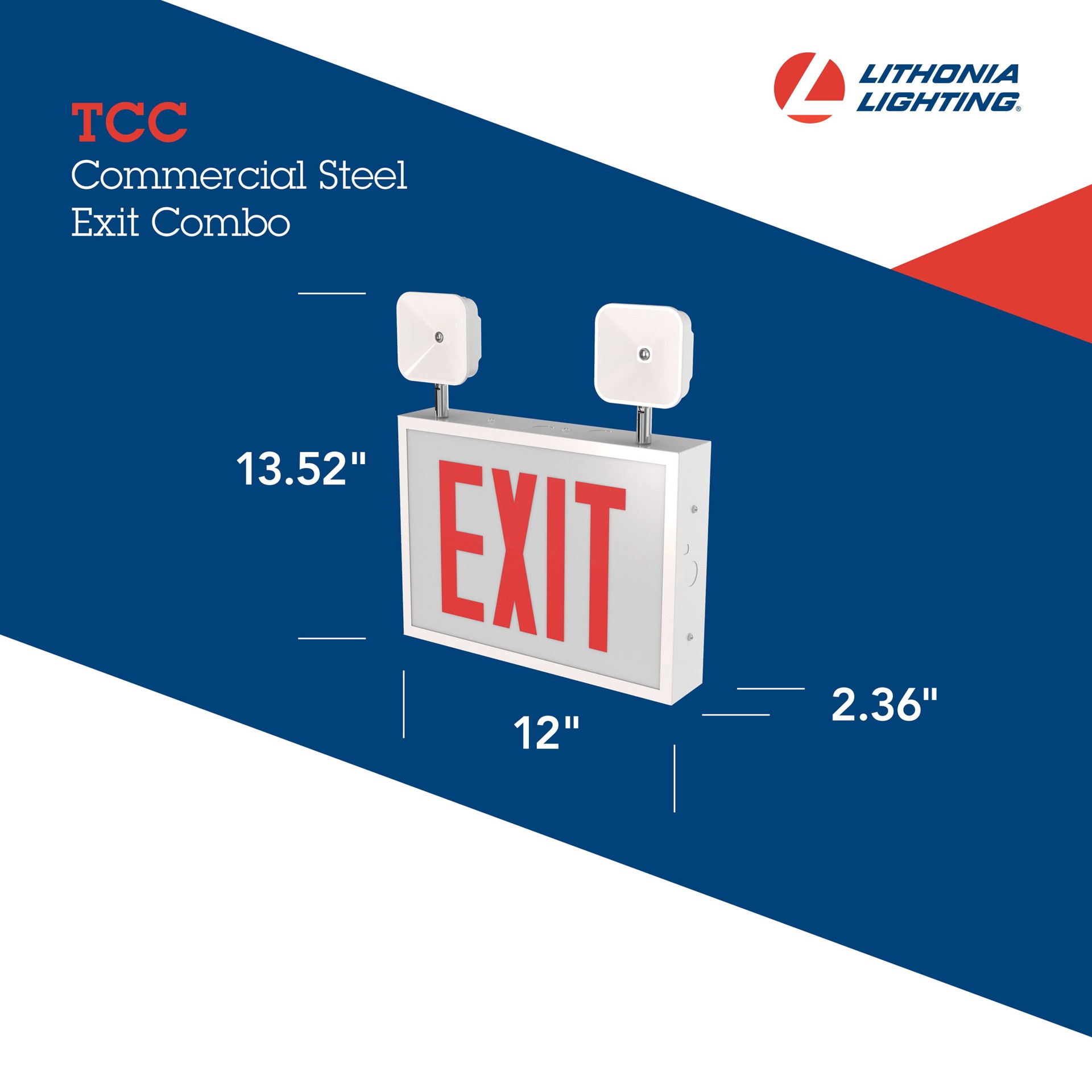 slide 4 of 6, Lithonia Lighting 3.5 -Watt 120-347 -Volt LED White Hardwired Exit Light with Red Lights, 1 ct
