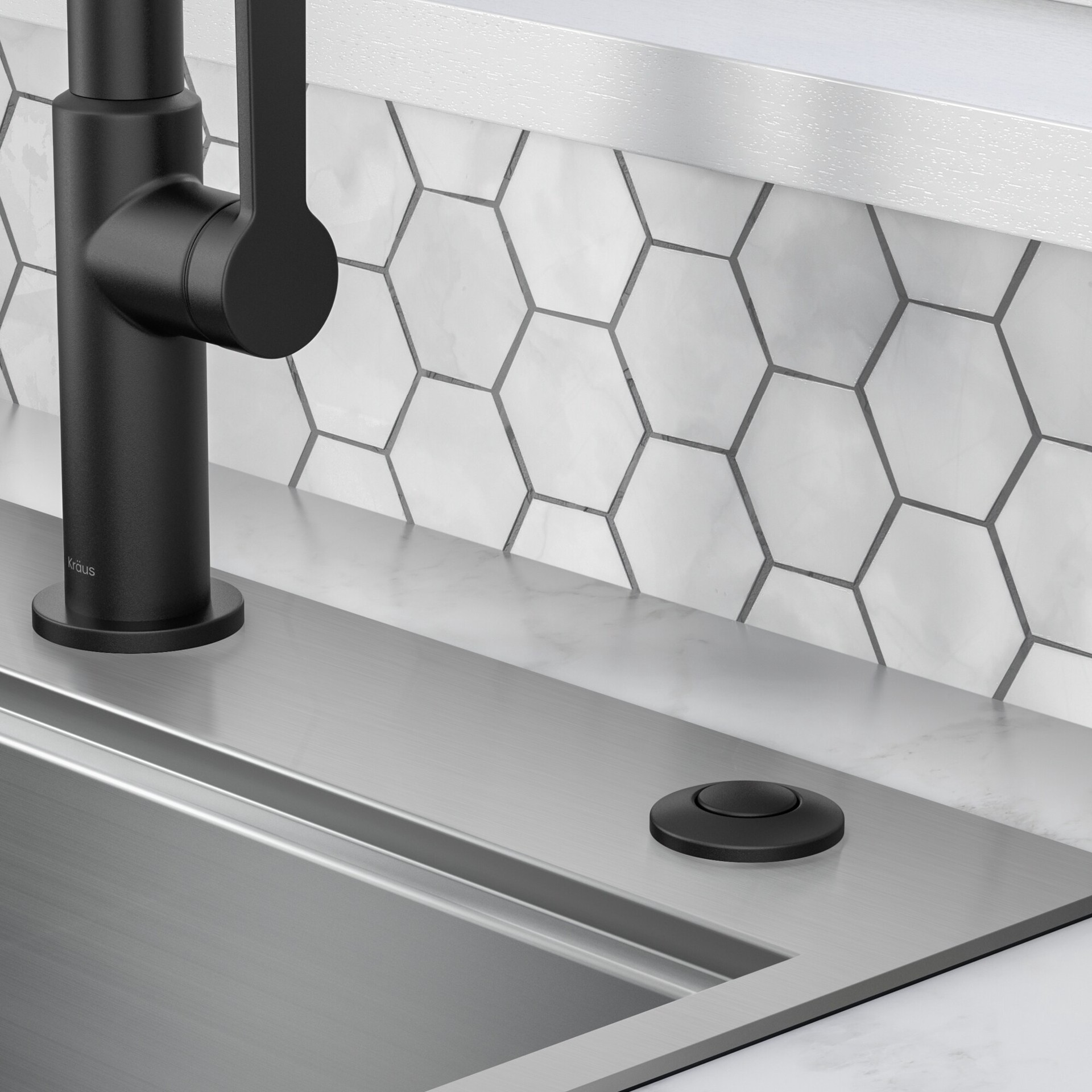 slide 3 of 6, Kraus Kore 2.78-in Matte Black Brass Garbage Disposal switch, 1 ct