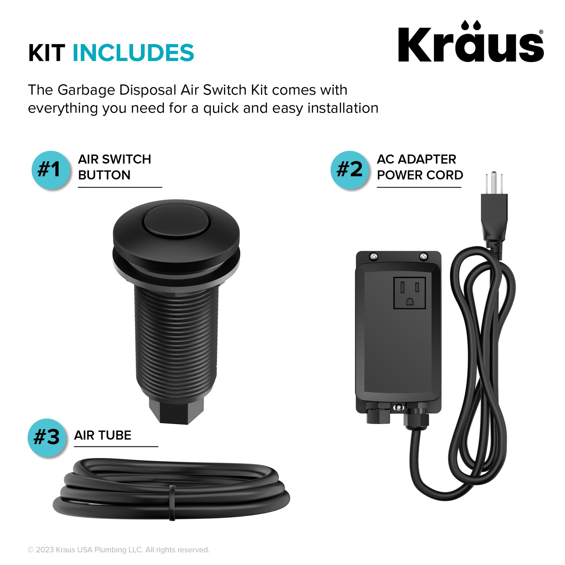 slide 4 of 6, Kraus Kore 2.78-in Matte Black Brass Garbage Disposal switch, 1 ct