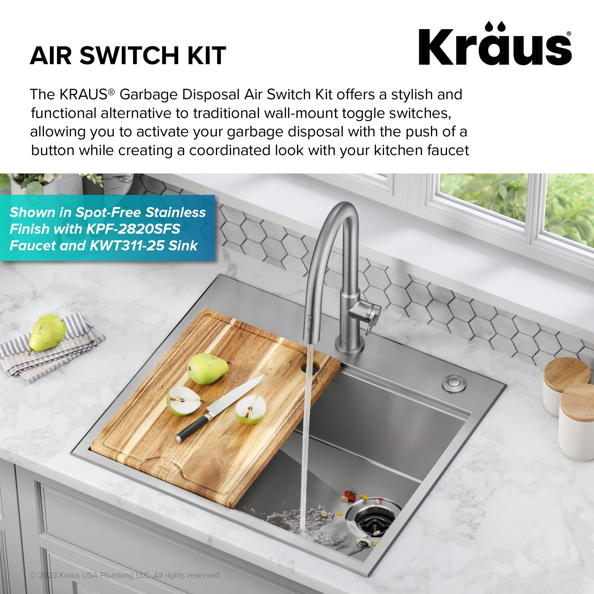 slide 6 of 6, Kraus Kore 2.78-in Matte Black Brass Garbage Disposal switch, 1 ct