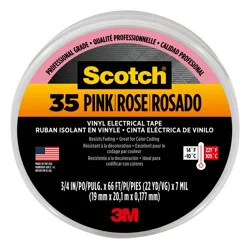 Scotch 35 Pink Electrical Tape 0.75-in x 66-ft Vinyl Electrical Tape Pink