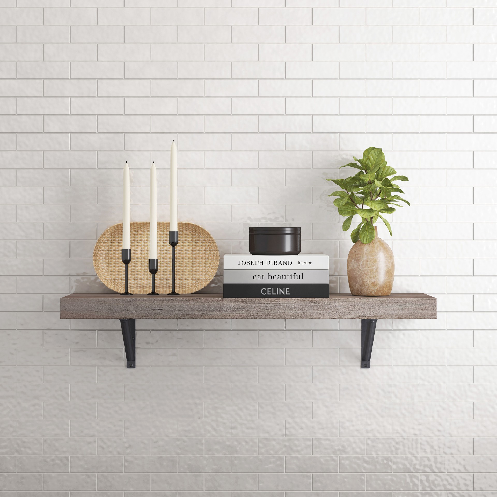 slide 1 of 6, allen + roth 9.5-in D x 36-in L Gray MDF Rectangular Bracket shelf, 1 ct