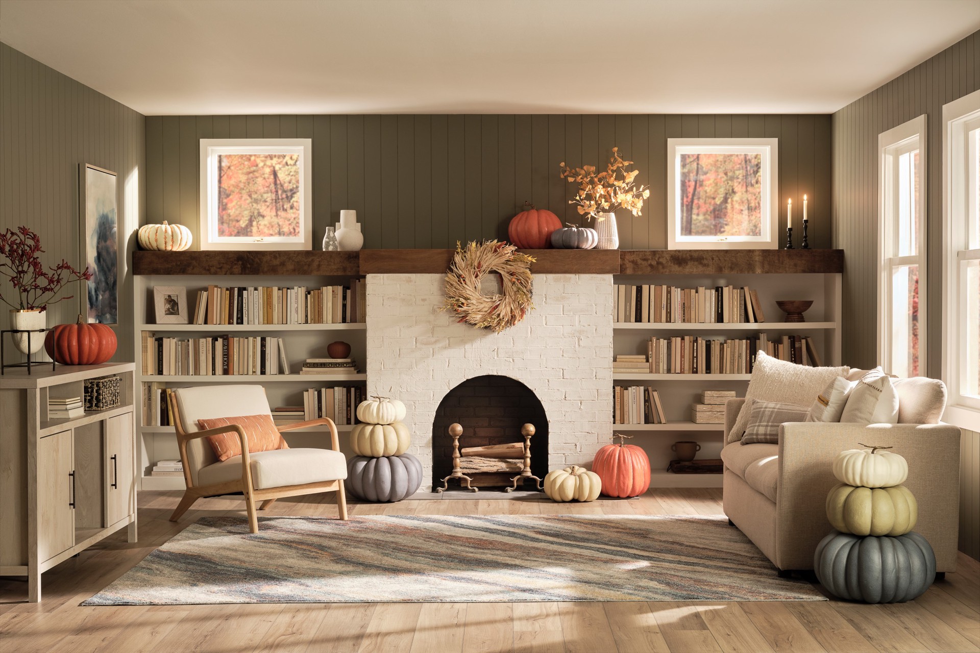 slide 3 of 6, Holiday Living Orange and White Foam Pumpkin, 1 ct