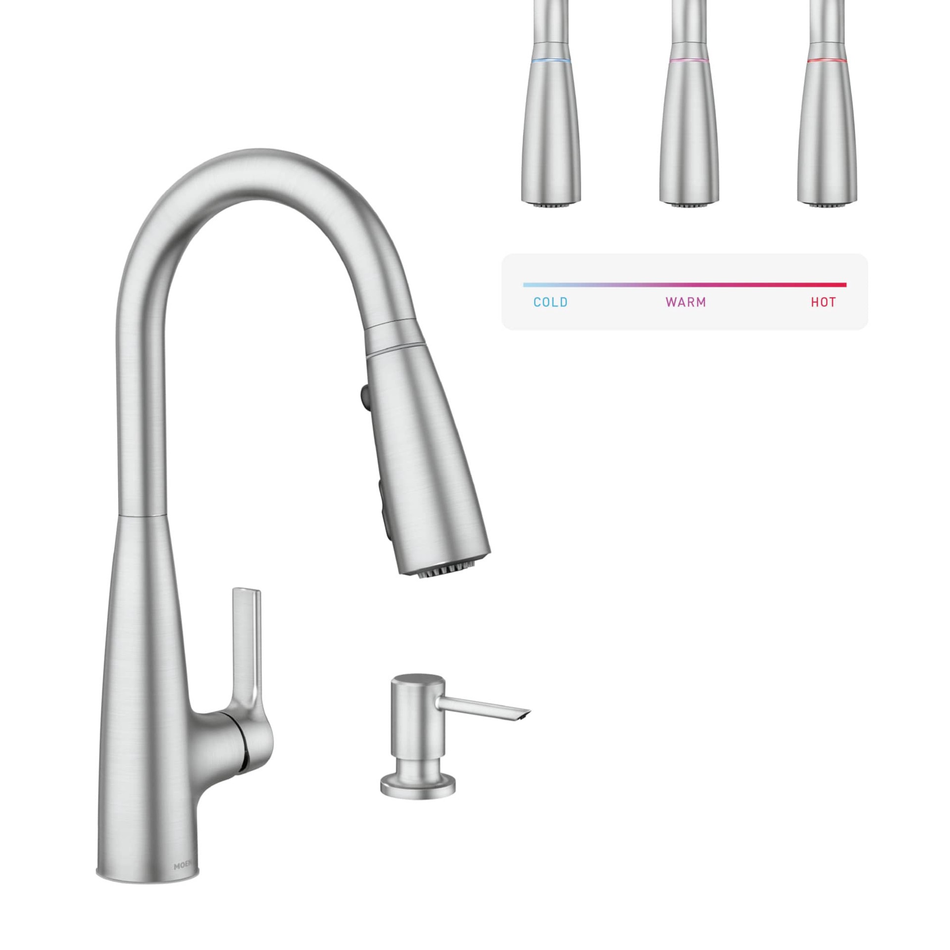 slide 1 of 6, Moen Haelyn Spot Resist Stainless Single Handle Deck-mount Pull-down Kitchen Faucet with Sprayer (Includes Deck Plate) (Includes Soap Dispenser), 1 ct