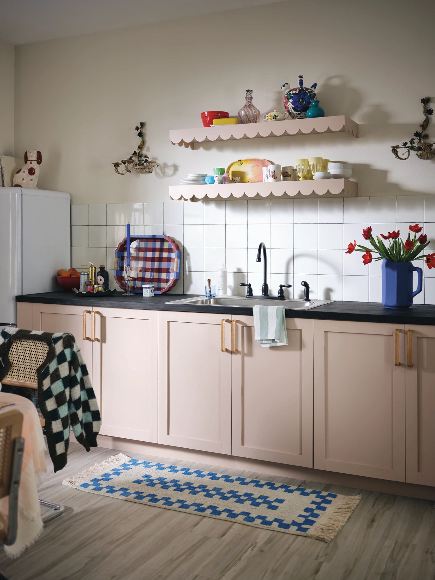 slide 5 of 6, Moen Caldwell Matte Black Double Handle Deck-mount Kitchen Faucet with Sprayer (Includes Deck Plate) (Includes Side Sprayer), 1 ct