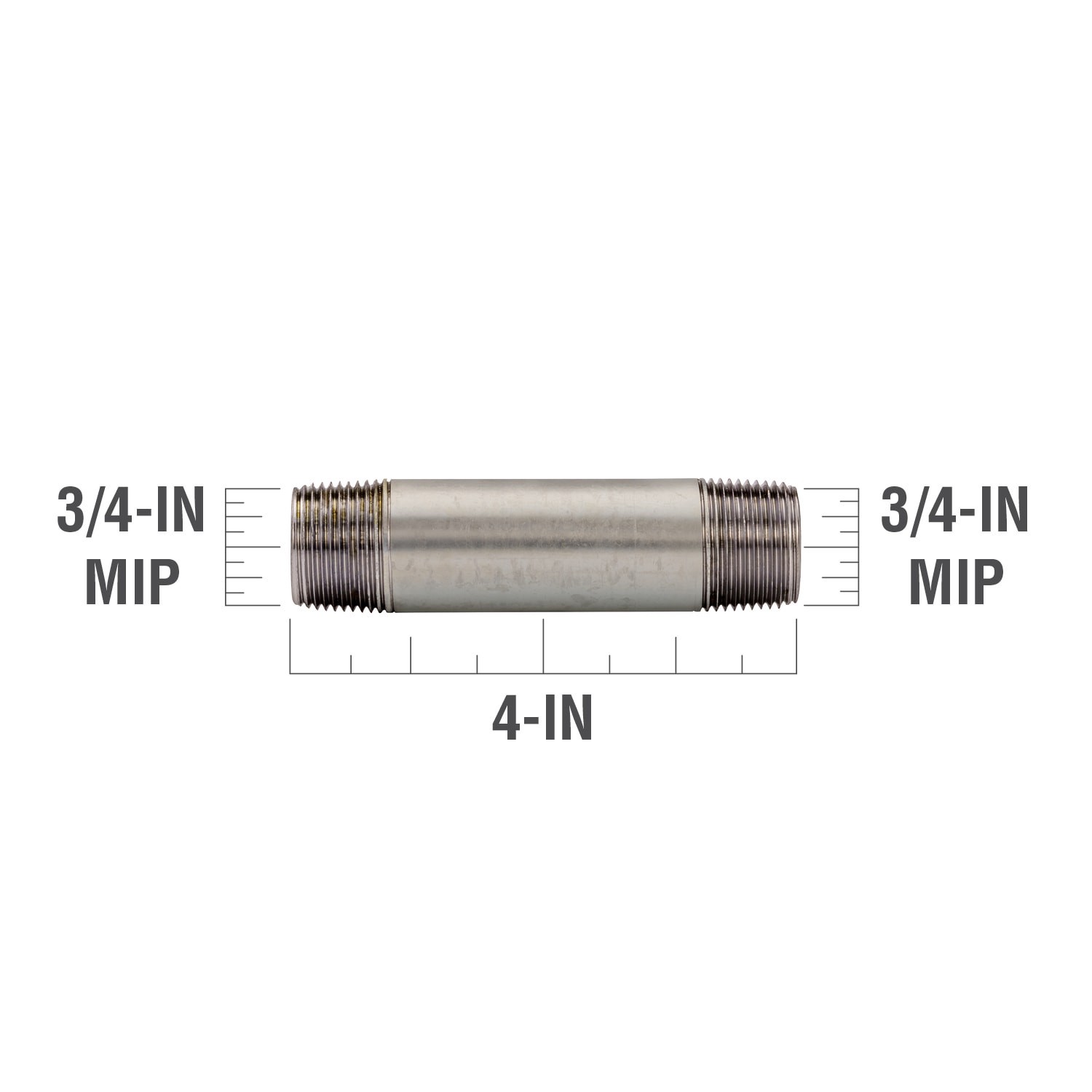 slide 3 of 6, RELIABILT 3/4-in x 4-in Galvanized Left-and-Right Nipple, 1 ct