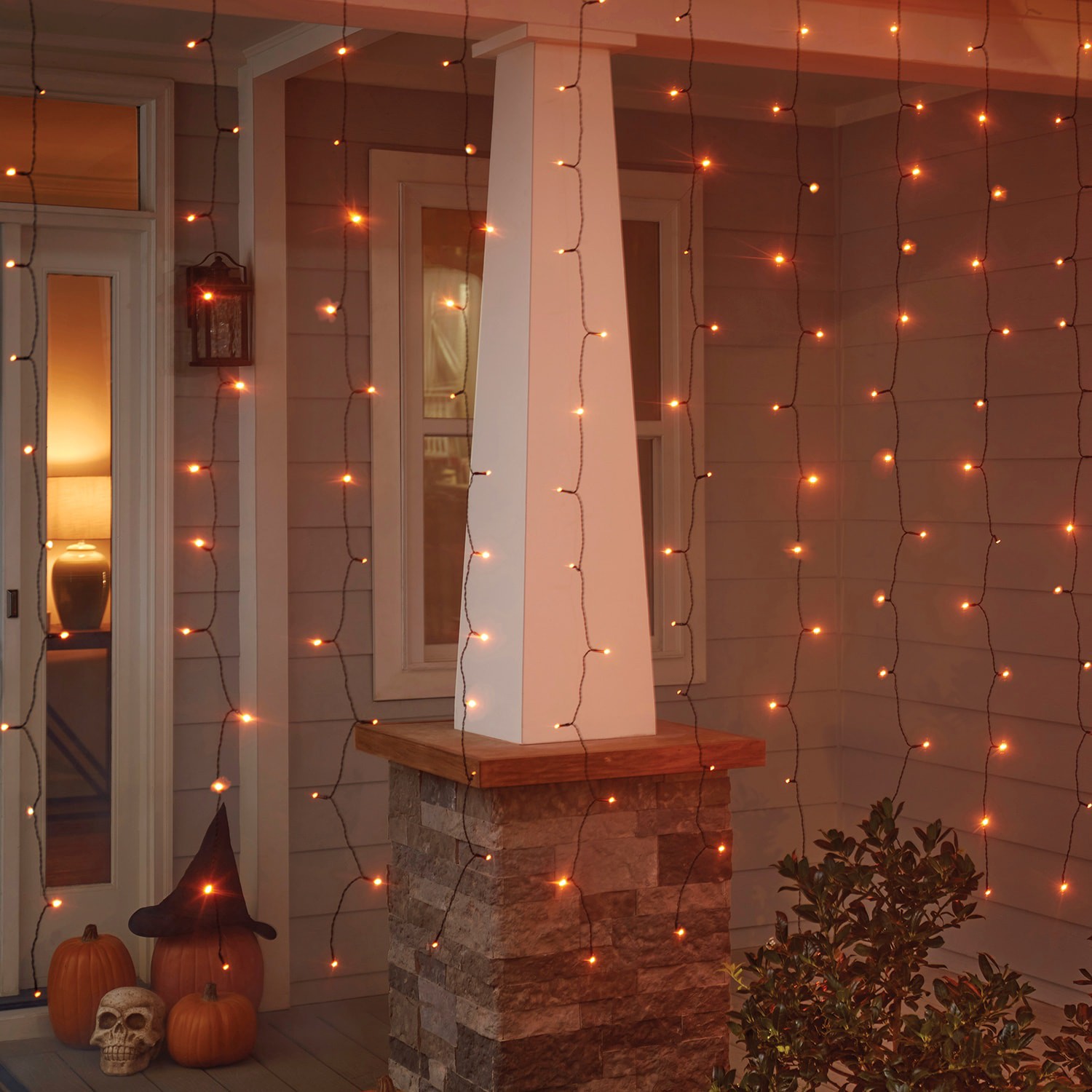 slide 3 of 4, Haunted Living 180-Count 8-ft LED Purple Micro Light Curtain, 1 ct