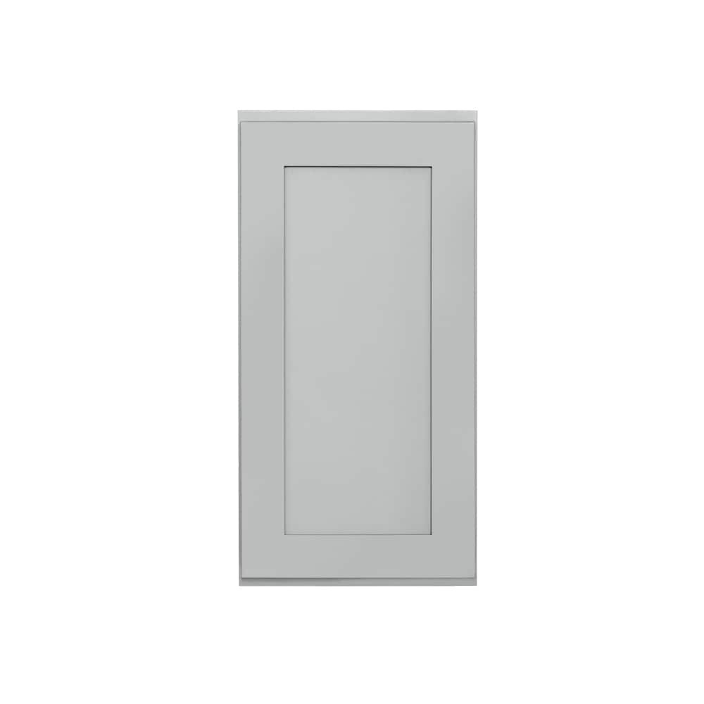 slide 1 of 6, RELIABILT Overlake 15-in W x 30-in H x 12-in D Gray Wall Ready to assemble (RTA) Plywood Cabinet Recessed Panel Shaker, 1 ct