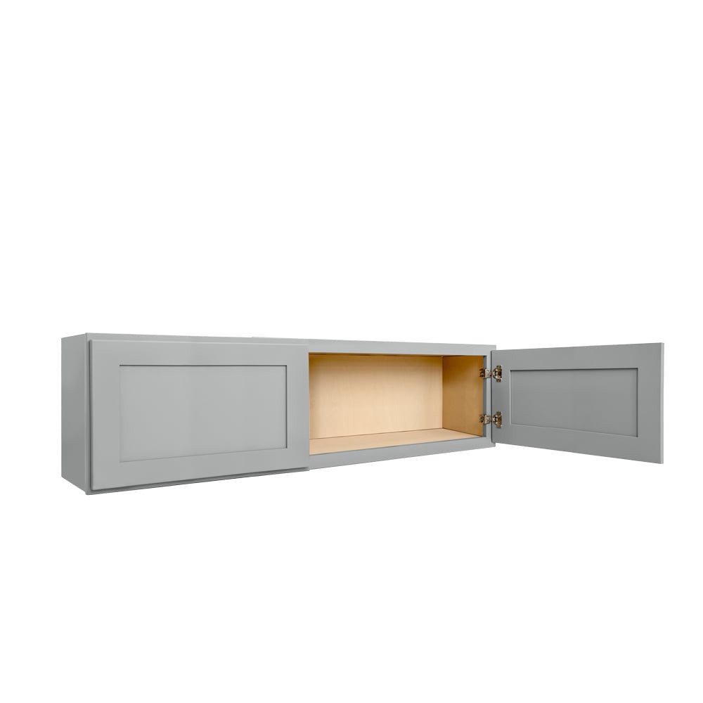 slide 6 of 6, RELIABILT Overlake 36-in W x 12-in H x 12-in D Gray Wall Ready to assemble (RTA) Plywood Cabinet Recessed Panel Shaker, 1 ct